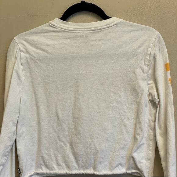 VANS S long sleeve crop top street wear urban white blue raw hemline race - Picture 6 of 7